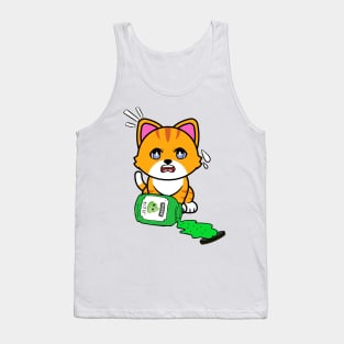 Cute Orange cat Spills a jar of wasabi sauce Tank Top